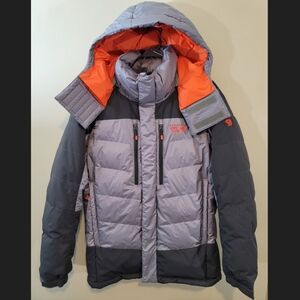 Mountain Hardwear Glacier Guide Down Parka Size M Grey/Orange
